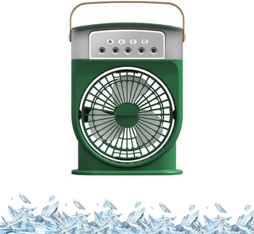 Ventilador de aire portátil, enfriador de aire, ventilador de refrigeración con sistema de refrigeración de hielo, ventilador de explosión de hielo, mini ventilador de nebulización portátil