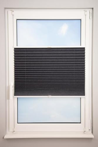 Gardinen Senay Verdunkelungs-Plissee Grau, Klemmfix verspannt mit Klemmträge, 50cm-120cm (60x130)