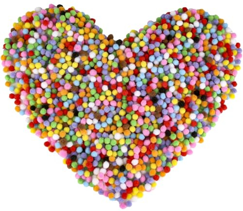 2000 Stück Bunt Pompons zum Basteln, 10 mm Mini Bunte Filzkugeln für Handwerk Herstellung, Bommel zum Basteln Pompons Bälle für DIY Kreativen Handwerk Dekorationen