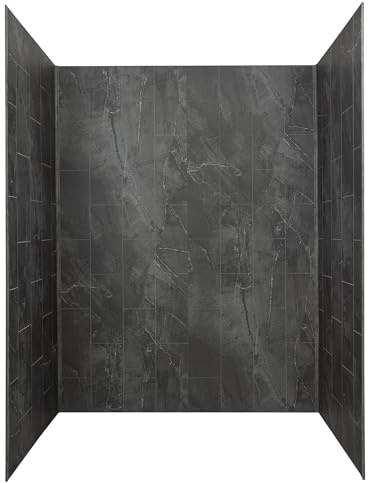 Palisade 78in x 60in x 36in Waterproof Vinyl Shower Surround Kit with Accessories in Urban Quarry