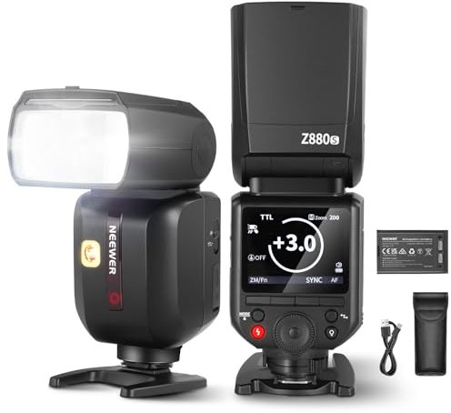 Neewer Z880-S 2.4G 76Ws TTL Camera Flash Speedlite Compatible with Sony, Upgraded UI, Adjustable Modeling Lamp, TTL/M Quick Switch TCM Key, 1/8000s HSS 7.2V/3000mAh Battery 600 Full Power Flash