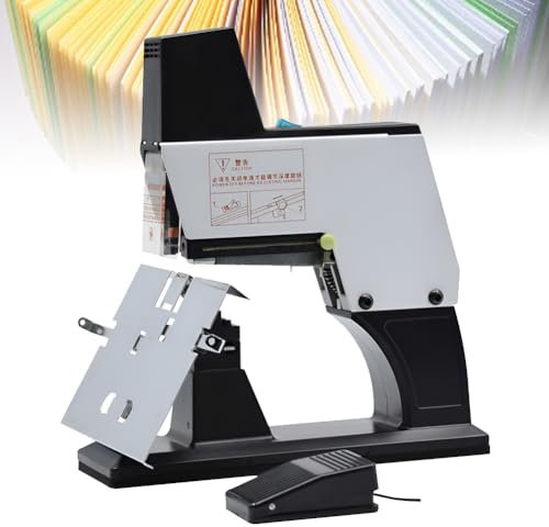 ZHJOPP Agrafeuse électrique à Selle, agrafeuse Plate/à Selle, Machine à Relier Automatique de Bureau à 9 Vitesses avec Interrupteur au Pied, Profondeur de Reliure 100 mm