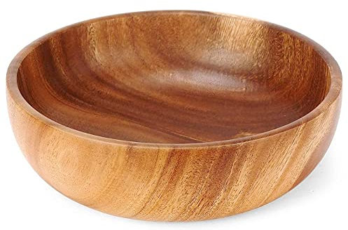 momend Cuenco de Madera de 9,5 Pulgadas, Ensaladera de Madera, Cuenco de Madera Grande para Comida, Frutas, Ensaladas y DecoracióN