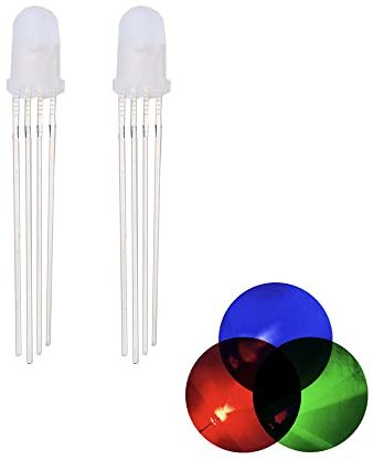 100 piezas 5mm diodo de luz LED, ánodo común, 4 pines RGB tricolor (rojo/verde/azul) esmerilado ronda LED lámparas, componentes electrónicos, diodos de luz de visualización