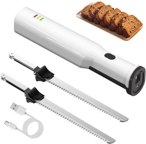 KYZTMHC Couteau de Sculpture Électrique à la Viande, Couteau de Cuisine Électrique Portable, Couteau à Découper Électrique, avec 2 Lames en Acier Inoxydable, pour la Sculpture du Pain