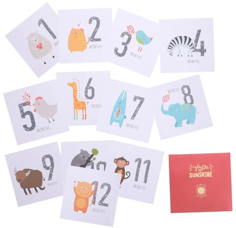 Angoily 12pcs Baby Month Stickers Copper Plate Decorative Milestone Decals to Memorize Baby's Growth for Baby Clothes Use for Photo Props and Shower Parties
