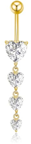 Gojewen 10mm Bauchnabelpiercing mit Anhänger Silber Bauchpiercing Herz Chirurgenstahl Piercing Bauchnabel Schmuck Damen