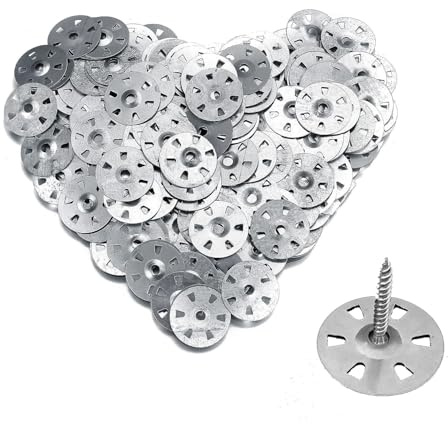 100 PCS Easy Fix Stainless Steel Washers, 35mm Insulation Tile Backer Metal Washers Nail Gaskets for Gypsum Extruded Plate Insulation Thermoboard Backer Boards