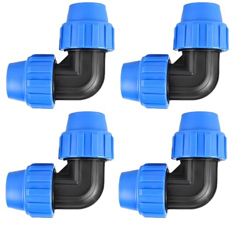 KUUGUDE 4 tubi in polietilene da 25 mm, raccordo per tubi in polietilene ad angolo di 90°, 25 mm, tubo di installazione Gardena, tubo dell'acqua in plastica, frizione per interni ed esterni