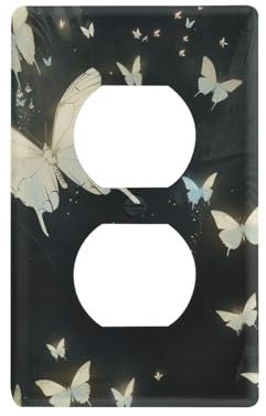 Cubiertas decorativas para interruptor de luz de mariposas blancas, tapas de pared para interruptor de luz, 11,5 x 7 cm