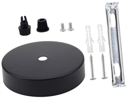 DECOMELODY Elegante Piastra di Copertura per Plafoniera Rotonda Kit Baldacchino in Plastico e Ferro per Lampadario Nero, Adatto a Vari Ambienti