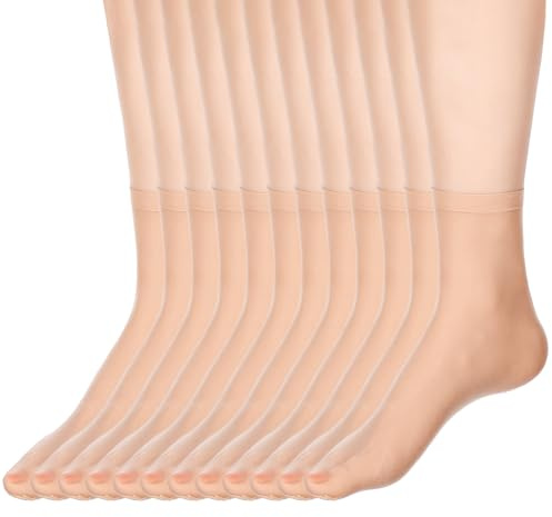 PEOVLVN 6 par damstrumpor nylonstrumpor elastiska strumpor genomskinliga fina strumpor nylonstrumpor ultratunna nylonstrumpor passar för kvinnor storlek 38–42 beige