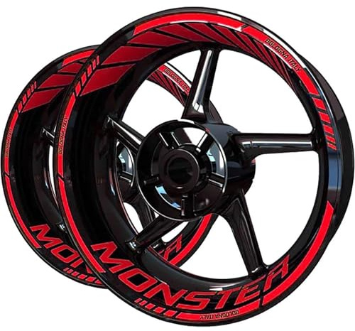 SQNYDH Motorrad-Felgenrandaufkleber Für Ducati Monster 1200s 400 1200 S, Regenfeste Felgenband-Aufkleber Felgenrandaufkleber Reflektierend Komplettset Moto(Farbe 3)