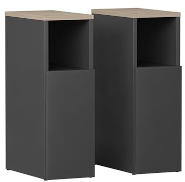 Vicco Nachttisch Enton Anthrazit/Sonoma | 2er set, geeignet als Ablagefläche neben dem Bett