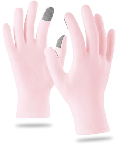 Gants en Coton, Gants Tactiles pour Soins et Protection des Mains Adultes, Usage Quotidien et Eczéma (Rose)