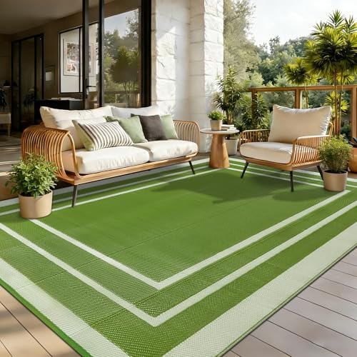 Edlbaegy Tapis d'extérieur Réversible Herbe Vert 180x270cm Recyclable Résistant aux UV Tapis Extérieur Terrasse Pliable Plastique Couvertures de Pique-Nique pour Balcon Plage Jardin Camping Barbecue