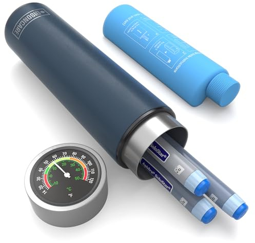DISONCARE borsa termica medicinali,porta insulina termico da viaggio,Indicatore meccanico della temperatura Approvato TSA Contiene 3 penne per iniezione,2-8 °C,Diabete da viaggio(Blu scuro)