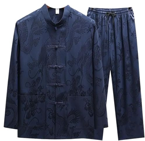 Tang Suit Men Hanfu Chinese Traditional Clothes Kung Fu Shirt Long Sleeved Coat Pants Wu Shu Tai Chi Sets