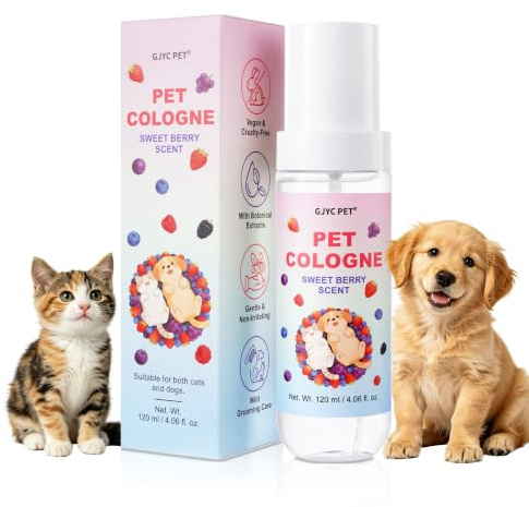Perfume en aerosol para perros y gatos, aroma a bayas dulces, desodorante sin alcohol, con extractos vegetales, suave actualización diaria, vegano, 120 ml