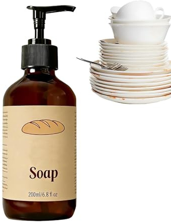 Jabón para Vajilla y Batería de Cocina | 200 ml Solución Limpiadora de Harina Adherida | Jabón de Cocina para Harina Adherida | para Vajilla, Bowls, Ollas, Utensilios, Reduce el Frotado Diario