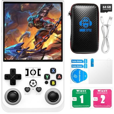 R36MAX Retro Handheld Game Console with Open Source Linux System, 64GB TF Card Built-in 18,000+ Classic Video Games, Portable Gaming Console with 4.0-inch IPS HD Screen & 4000mAh Battery (White 64GB)