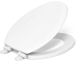 KOHLER Stonewood Quiet-Close, Elongated Toilet Seat Soft Close, Durable Wood, Easy Installation, Universal Fit, Home Essentials, White Finish, K-20466-0