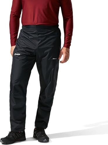 Berghaus Men's Deluge 2.0 Waterproof Breathable Overtrousers | Durable | Comfortable Rain Pants Overtrousers, Black, 2XL 33
