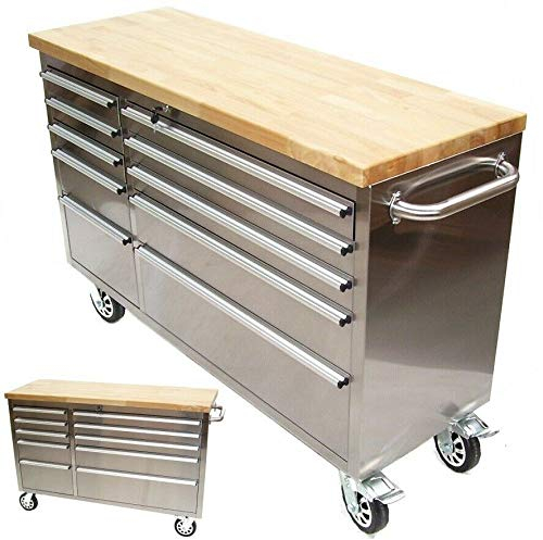 D&L AWZ Edelstahl Werkstattwagen Werkbank 66062 Werkzeugwagen Rollwagen Werkzeugkiste