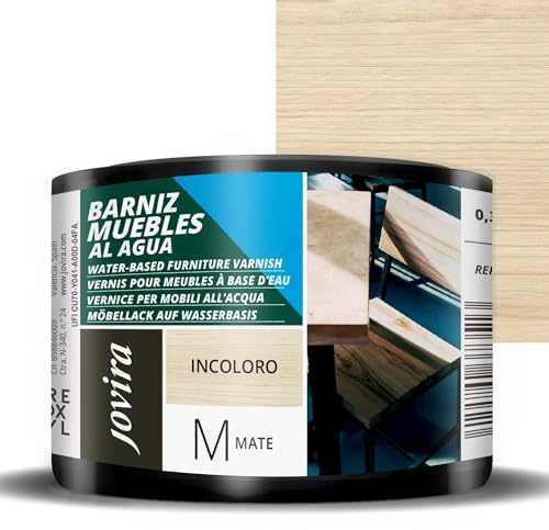 JOVIRA PINTURAS Barniz Muebles Mate al Agua, para el cuidado y decoración de muebles de madera. (375 Mililitros, Mate)