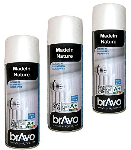MadeInNature 3 bombolette spray ad alta temperatura o radiatori, per interni ed esterni, 400 ml (confezione da 3 radiatori bianco satinato)