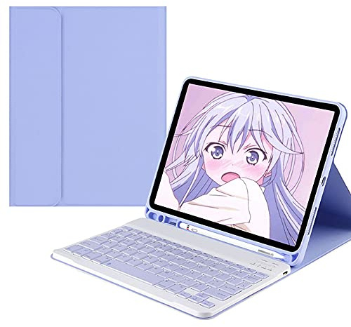QYiiD Funda con Teclado para iPad Mini 5/ Mini 4 / Mini 3 / Mini 2 / Mini 1, Funda Protectora Delgada con Ranura de Lápiz, Teclado Inalámbrico Desmontable QWERTY Layout, Púrpura