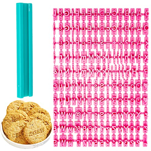 150 Letras Sellos de Galletas con Números, Símbolos y Herramienta de fijación, Cortadores Galletas Sellos para Galletas, Dulce de Azúcar, Pasteles, Artesanías