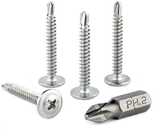 HeYork Schnellbauschrauben 100 Stück Kreuzschlitz Schnellbauschrauben mit Bohrkopf Selbstschneidend Schrauben Kreuzschlitzkopf 410 Edelstahl 4,2 x 32 mm Blechschrauben Bohrschrauben
