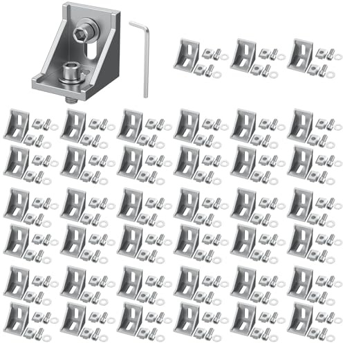 VORXEON 40PCS Befestigungsmaterial Winkel 40x40 Nut8 M8-Aluprofil Befestigung Satz Raster Streben Eckverbinder Aluminium Winkelverbinder Mit Individuelle Verpackung Für DIY-Projekte 3D-Drucker CNC