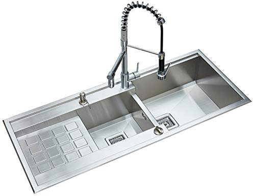 Éviers, évier de cuisine, double évier, évier intégré en acier inoxydable, lavabo de balcon avec robinet, petit cadeau