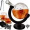 MT MALATEC Whisky-Set Globus Zubehör Whisky-Karaffe Whisky-Gläser Stein-Eiswürfel 850 ml 22553