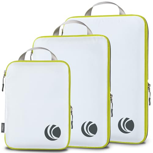Cipway Bolsas Compresion Viaje, Diseño de Malla Impermeable Ligero y Duradero Bolsas de Viaje Organizador para la Mochila Maletas de Almacenamiento en el Hogar(Blanco, 3 Unidades)