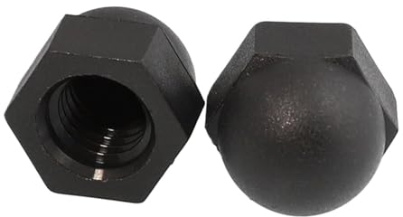 Nylon Eichelkappe Hutmuttern Weiß/Schwarz Kunststoff Sechskant Sechskantmutter M3 M4 M5 M6 M8 M10 M12 M14 M16 M18 M20(Black,M12 10pcs)