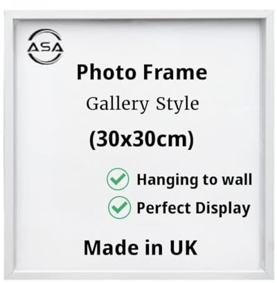 Cornice portafoto moderna, 76 x 76 cm, in legno MDF, per ritratti o paesaggi, montaggio a parete, poster, certificati, colore bianco e nero (bianco, 76 x 76 cm)