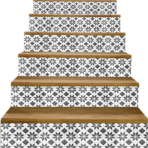 adesivi per alzate di scale, adesivi per scale 3D, Adesivi for scale autoadesivi 6 pezzi decalcomanie stacca e attacca, for gradini in legno, decalcomania artistica for interni fai da te vinile profes