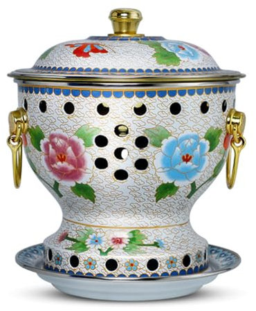 NHDVDVAV Cloisonne Copper Hot Pot Vintage Chinese Traditional Single Person Small Copper Pot Beijing Small Fat Cow Hot Pot Enamel Color Copper Hot Pot,B