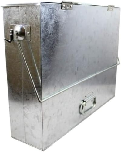 Unibos | HEAVY DUTY | Metal Ash Carrier | Ash Bucket with Lid & Handle | Hot Tidy Box Container | Fireplace Pan Bucket Bin | Fire Pits Wood & Coal Burning | Galvanised Metal