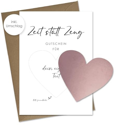 Rubbelkarte zum selber ausfüllen - Zeit statt Zeug als Gutschein oder Geschenk - Rubbellos - Wellness - Geburtstag - Gutscheinkarte - Postkarte