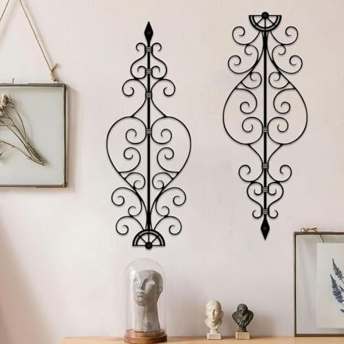 ruelen Wanddekoration aus Metall, rustikales Eisen-Wandmedaillon, kleine traditionelle Metallschriftrolle, Wandkunst für Zuhause, Wohnzimmer, Veranda, Flur, Eingangsbereich, Dekoration (schwarz) | Rustikales Wandmedaillon aus Eisen für Zuhause, Wohnzimmer, Veranda, über Tür, Flur, Eingangsbereich