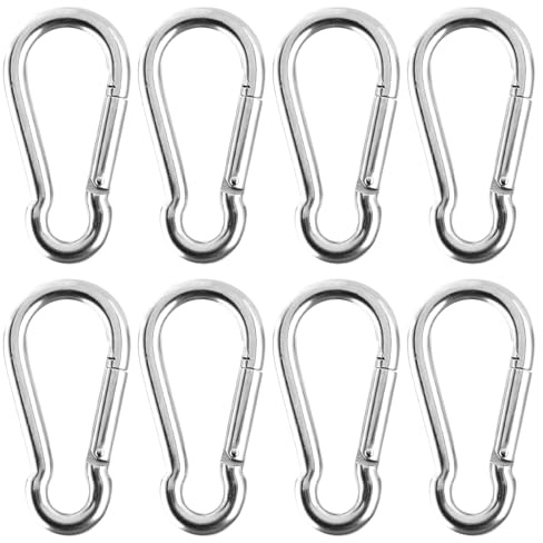 LOPYXBR 8 Stück Karabiner Edelstahl, M10 Karabinerhaken Groß, 10 x 100mm Belastbar Karabinerhaken, Karabiner Set für Schaukel, Camping oder Slacklines
