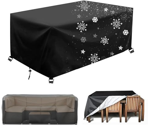 AJALGZ Copertura Tavolo Esterno 150x75x40cm/LxWxH Copri Tavolo da Esterno Impermeabile Copertura Per Mobili da Giardino Teli Impermeabili per Esterno Tavoli E Sedie Divani Set Arredo Giardino-Nero