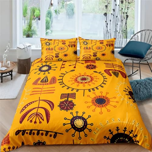 Rptidmv Bettwäsche 135x200 Afrika Bettwäsche-Set mit Reißverschluss Schließung (Kinder Jungs Mädchen), Weich Microfaser Bettbezüge + 2 Kopfkissenbezug 80x80 cm