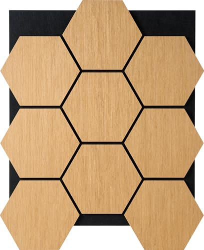 Fuse Acoustic Wooden Hexagon Wall Panels in Natural Oak, 4 Pack