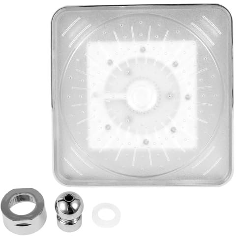 Fymlok Alcachofa de Ducha Cabezal de Ducha LED de 6 Pulgadas, Sensor de Temperatura de 7 Cambios de Color, Ducha ultrasilenciosa, Cabezal de Ducha Fijo Cuadrado, rociador Superior de Lluvia