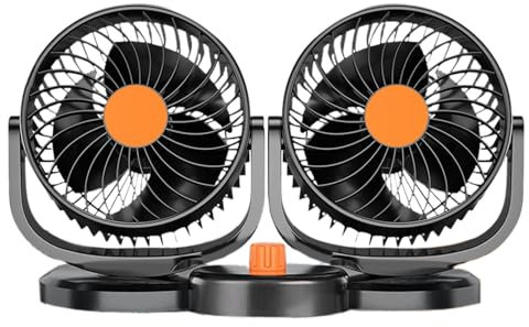 Ventilateur de voiture à double tête, ventilateur de voiture portable,Ventilateur USB de voiture à double tête 24V | Dispositif de refroidissement réglable, conception à faible bruit, soufflerie domes
